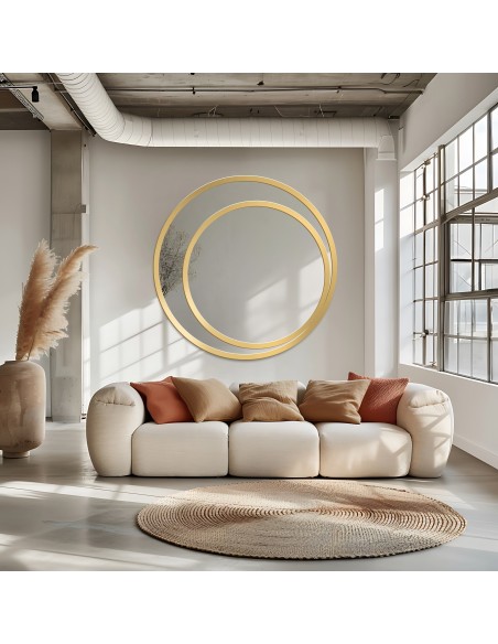 Okrągłe lustro w lustrze w podwójnej ramie mdf - JASMIN