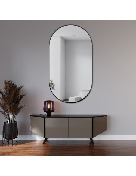 Lustro owalne w ramie czarnej MDF SLIM - OLI - kolor ramy do wyboru