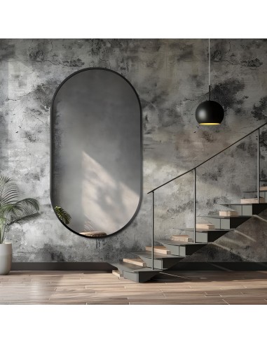 Lustro owalne w ramie czarnej MDF...
