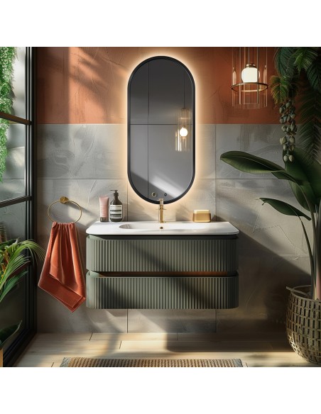 Lustro owalne w ramie czarnej MDF z podświetleniem - OSKAR LED - kolor ramy do wyboru