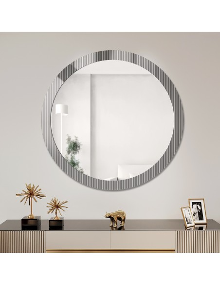 Dekoracyjne okrągłe lustro na szkle ornamentowym visiosun classic - LUXORA GLIMMER