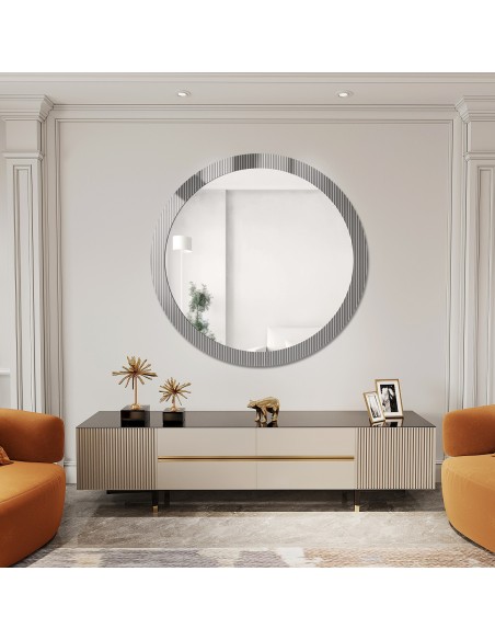 Dekoracyjne okrągłe lustro na szkle ornamentowym visiosun classic - LUXORA GLIMMER