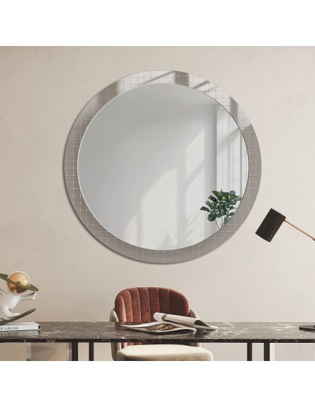 Dekoracyjne okrągłe lustro na szkle ornamentowym master flex - LUXORA FROSTED