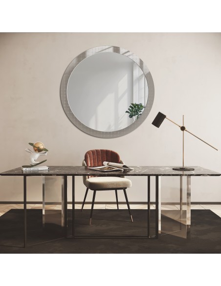 Dekoracyjne okrągłe lustro na szkle ornamentowym master flex - LUXORA FROSTED