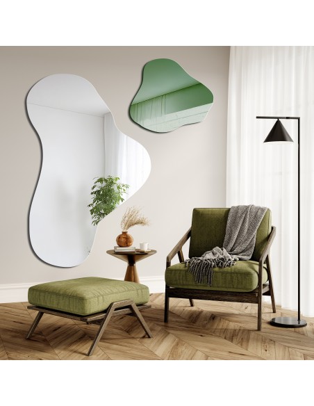 Nieregularne lustro zielone - LEAFY GREEN