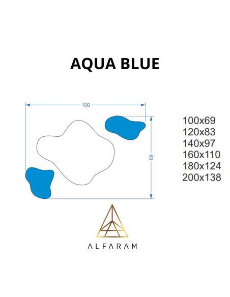 Nieregularne lustro niebieskie - AQUA BLUE