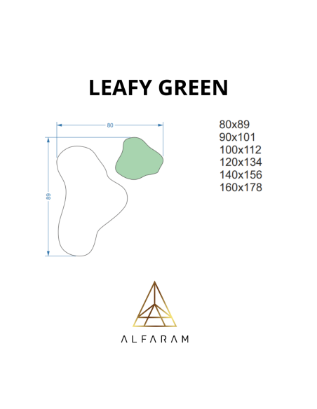 Nieregularne lustro zielone - LEAFY GREEN