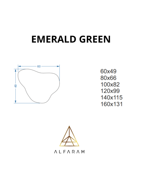 Nieregularne lustro zielone - EMERALD GREEN