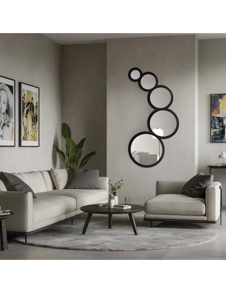 Lustro dekoracyjne 5 kółek w ramie MDF- DYZMA - kolor ramy do wyboru