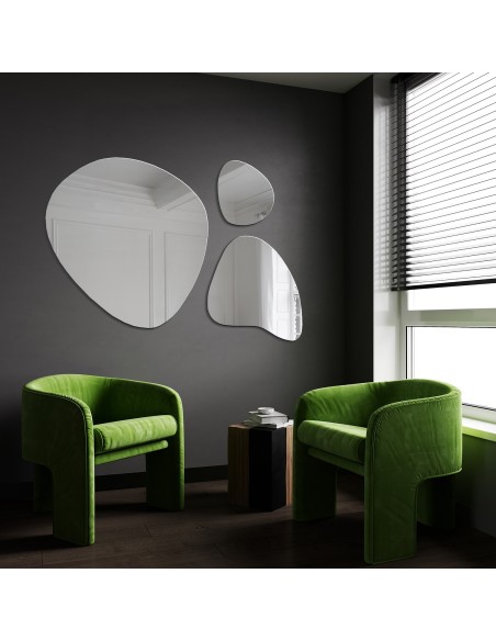 Zestaw trzech luster o nieregularnym kształcie - FLORA