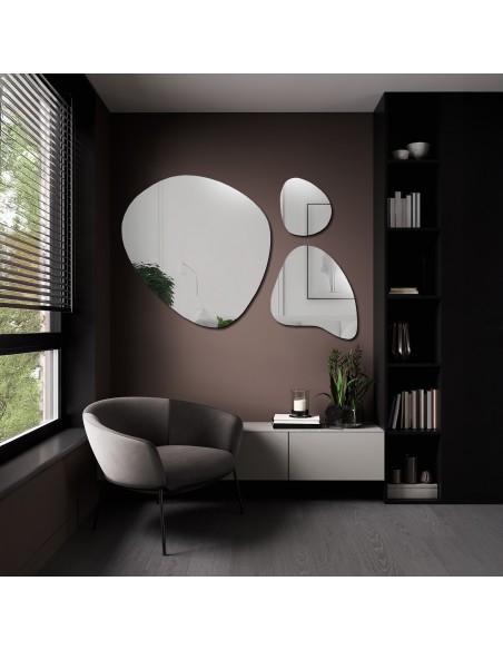 Zestaw trzech luster o nieregularnym kształcie - FLORA