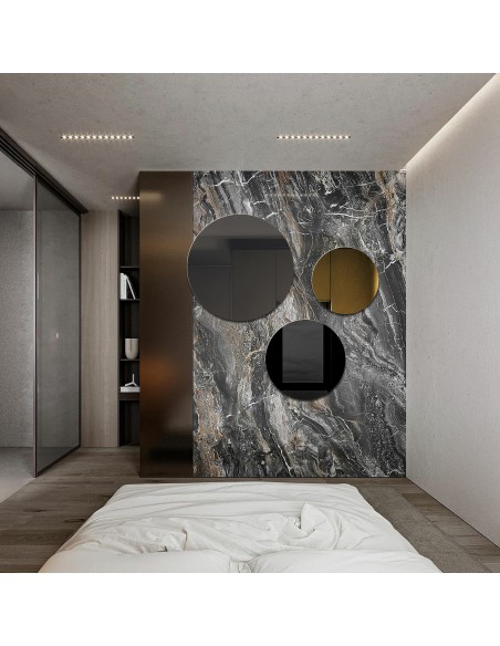 Zestaw trzech kółek dekoracyjnych czarny lacobel i złota tafla - GOLDI