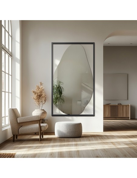 Lustro organiczne w czarnej ramie MDF - HUBERTUS