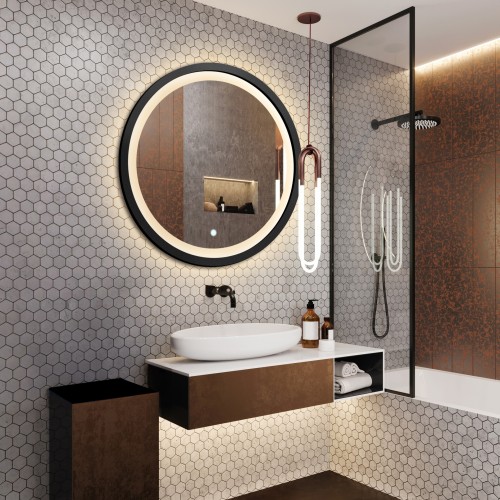 Lustro okrągłe w czarnej...