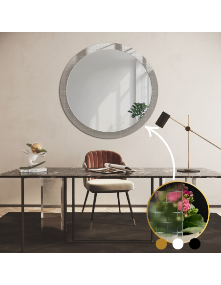 Dekoracyjne okrągłe lustro na szkle ornamentowym master flex - LUXORA FROSTED