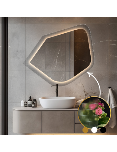 Lustro na szkle ornamentowym master flex z podświetleniem - LUXORA PRISTAL LED
