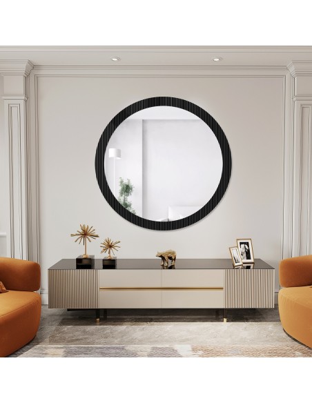 Dekoracyjne okrągłe lustro na szkle ornamentowym visiosun classic - LUXORA GLIMMER