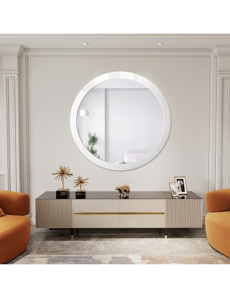 Dekoracyjne okrągłe lustro na szkle ornamentowym visiosun classic - LUXORA GLIMMER