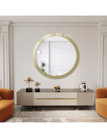 Dekoracyjne okrągłe lustro na szkle ornamentowym visiosun classic - LUXORA GLIMMER