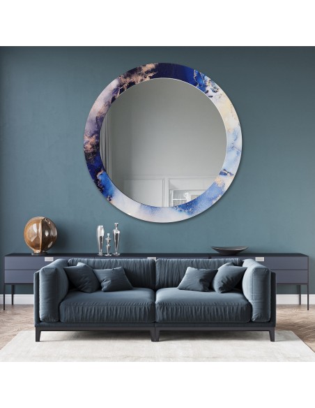 Okrągłe lustro na niebieskim marmurze - MARBLE IRIS
