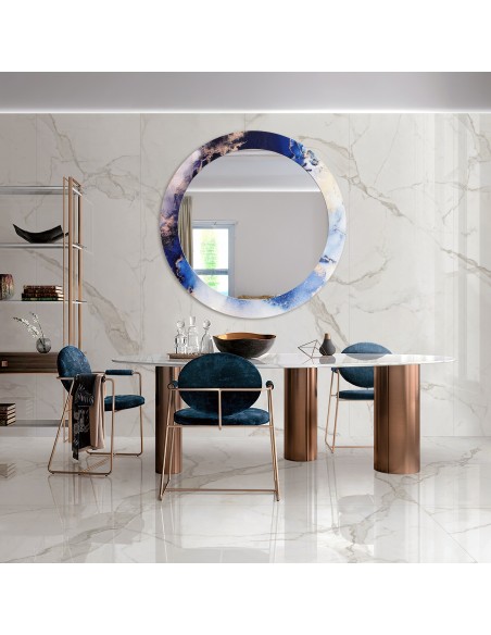 Okrągłe lustro na niebieskim marmurze - MARBLE IRIS
