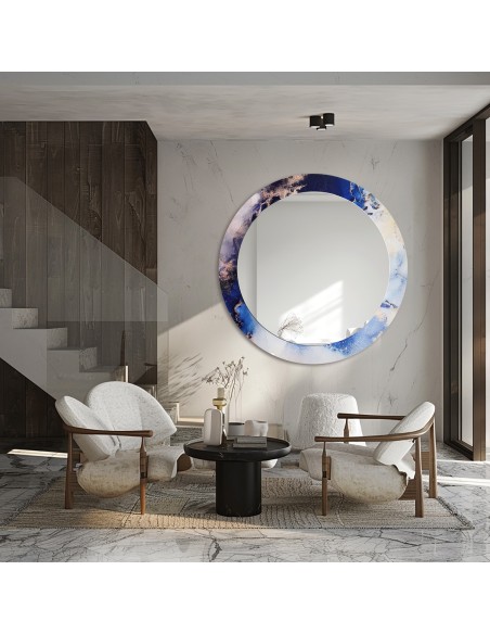 Okrągłe lustro na niebieskim marmurze - MARBLE IRIS