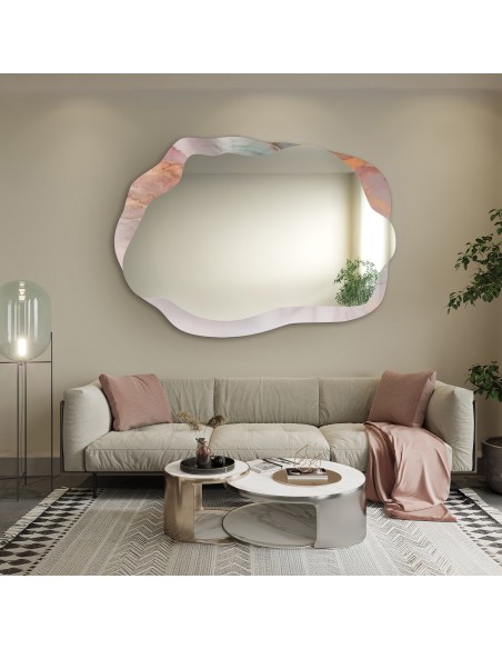 Nieregularne lustro na różowym marmurze - MARBLE ROSATO