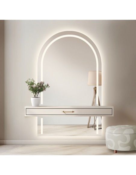 Lustro półowalne z podświetleniem - PLATO W DWÓCH CZĘŚCIACH LED