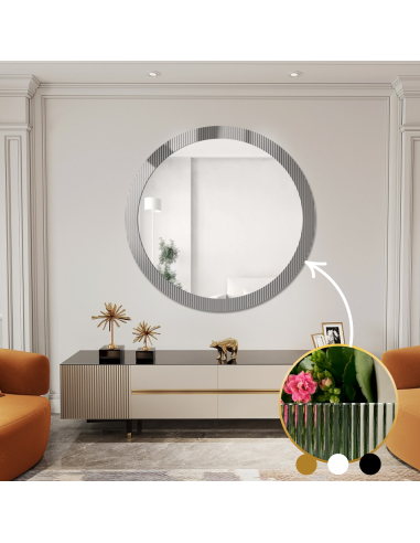 Dekoracyjne okrągłe lustro na szkle ornamentowym visiosun classic - LUXORA GLIMMER