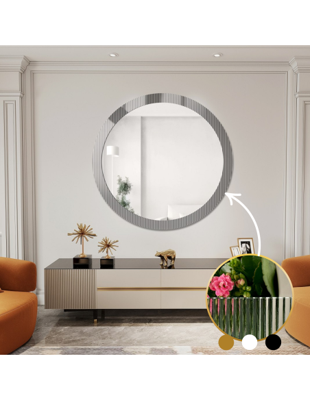 Dekoracyjne okrągłe lustro na szkle ornamentowym visiosun classic - LUXORA GLIMMER