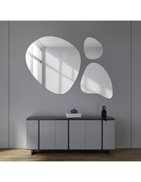 Zestaw trzech luster o nieregularnym kształcie - FLORA
