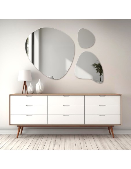 Zestaw trzech luster o nieregularnym kształcie - FLORA