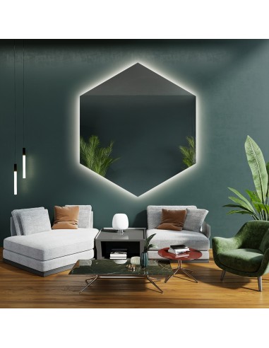 Lustro o geometrycznym kształcie z podświetleniem – HEXA LED