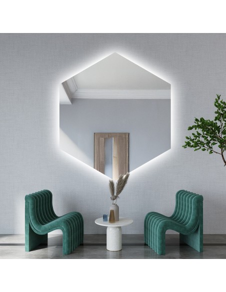 Lustro o geometrycznym kształcie z podświetleniem – HEXA LED
