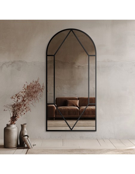 Lustro półowalne ze szprosami w ramie loftowej mdf - OKNO IV - kolor ramy do wyboru