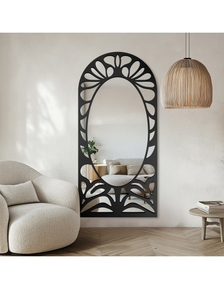 Lustro półowalne z ażurowym dekorem MDF – VERONELLE ROSAVA 95x200