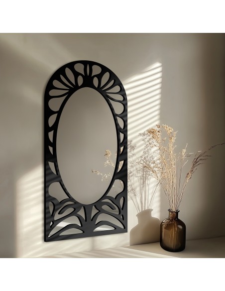 Lustro półowalne z ażurowym dekorem MDF – VERONELLE ROSAVA 95x200