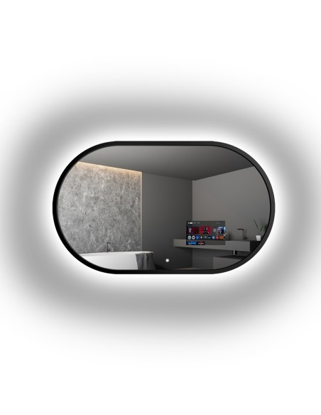 Lustro inteligentne łazienkowe w ramie czarnej MDF z podświetleniem - OSKAR SMART LED - kolor ramy do wyboru
