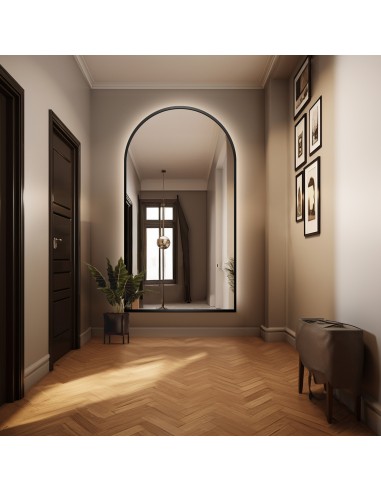 Lustro półowalne w ramie czarnej MDF z podświetleniem - BERDO LED