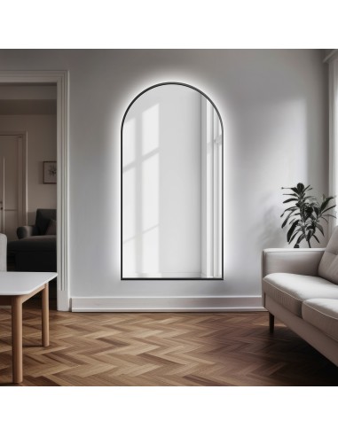 Lustro półowalne w ramie czarnej MDF SLIM z podświetleniem - DOMI LED - kolor ramy do wyboru