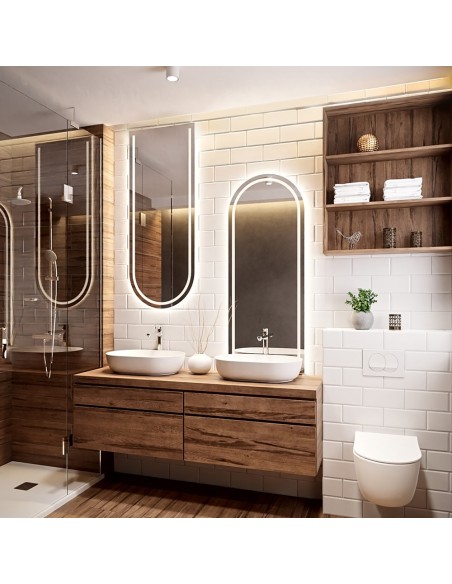 Zestaw dwóch luster półowalnych łazienkowych z podświetleniem- ZESTAW PLATO LED