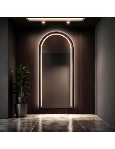 Lustro półowalne z podświetleniem w ramie mdf – PLATO W RAMIE LED
