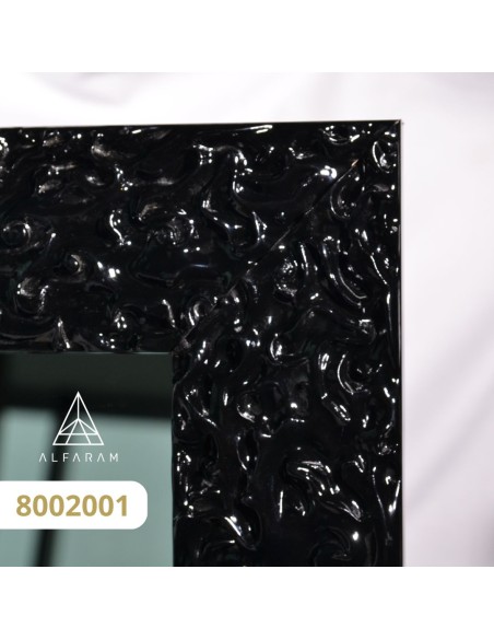 Lustro glamour w bogatej czarnej ramie w wysokim połysku - 8002001