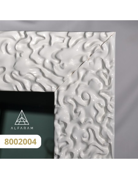 Lustro glamour w bogatej białej ramie w wysokim połysku - 8002004