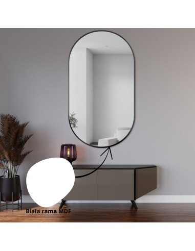 Lustro owalne OLI w białej ramie MDF...