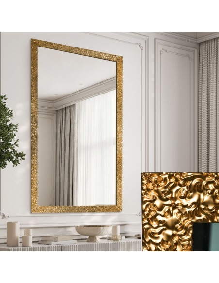 Lustro glamour w bogatej złotej ramie w wysokim połysku - 8002002