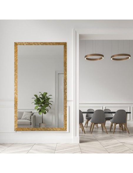 Lustro glamour w bogatej złotej ramie w wysokim połysku - 8002002