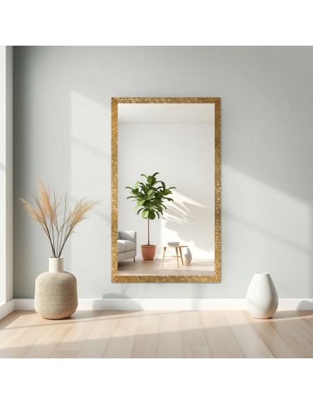 Lustro glamour w bogatej złotej ramie w wysokim połysku - 8002002