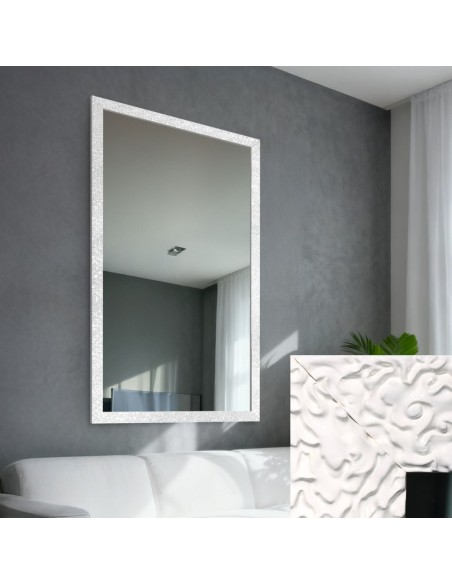 Lustro glamour w bogatej białej ramie w wysokim połysku - 8002004