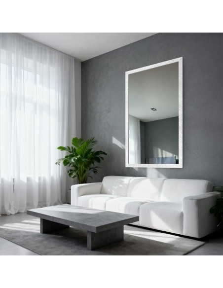 Lustro glamour w bogatej białej ramie w wysokim połysku - 8002004